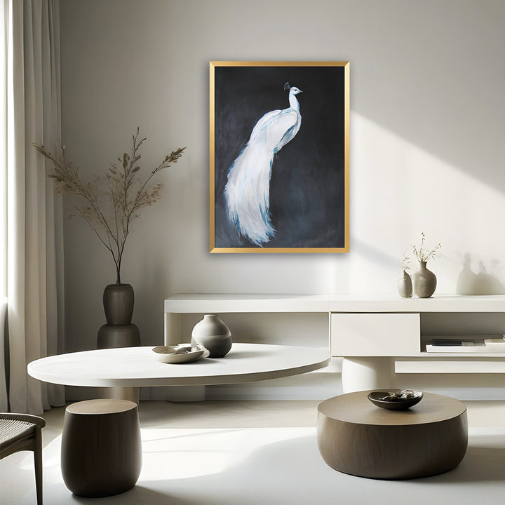 "Majestic White Peacock" Framed Print Wall Art