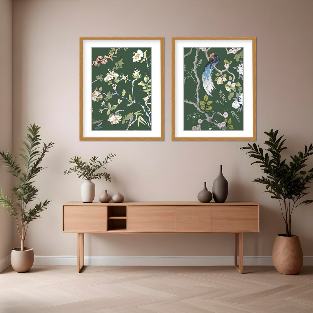 "Dining Room Walls Diptych" Framed Matted Print Wall Art