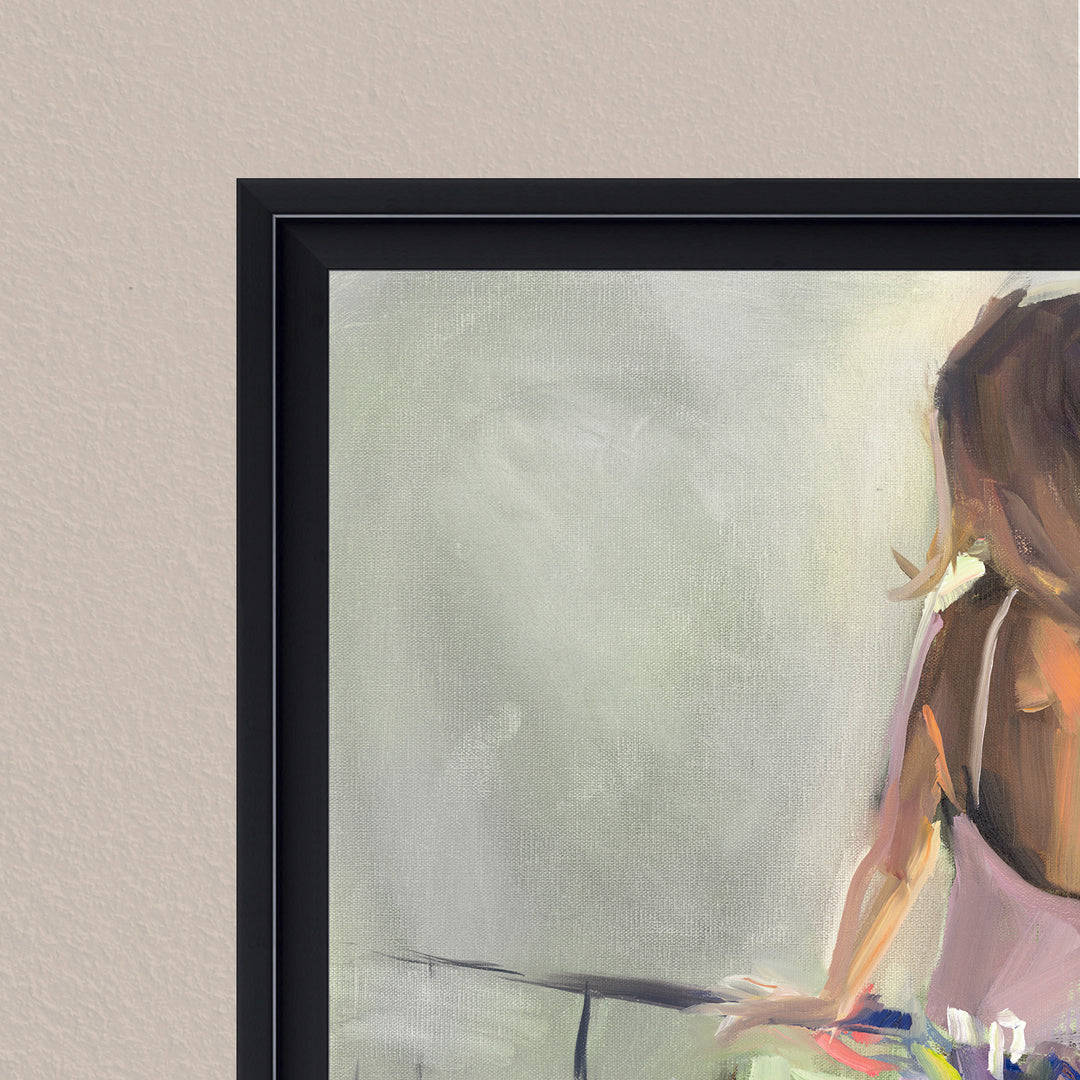 "Blossom Reverie: The Enigmatic Backdrop"Framed Embellished Canvas  Wall Art