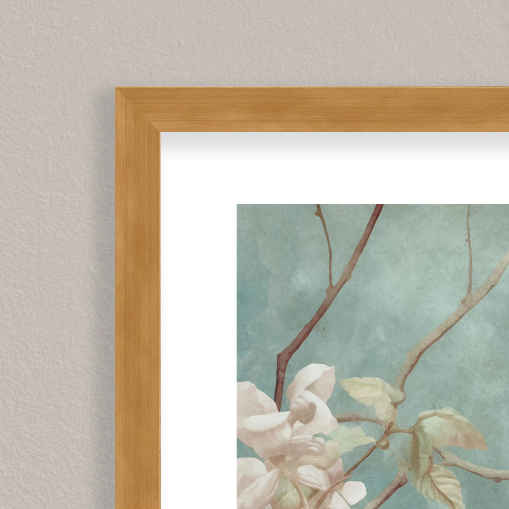 "White Chinoiserie Bird Spring Vibes" Framed Matted Print  Wall Art