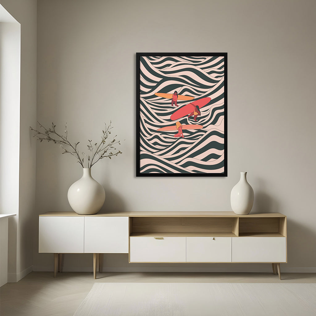 "Surfer Friends" Framed Print Wall Art
