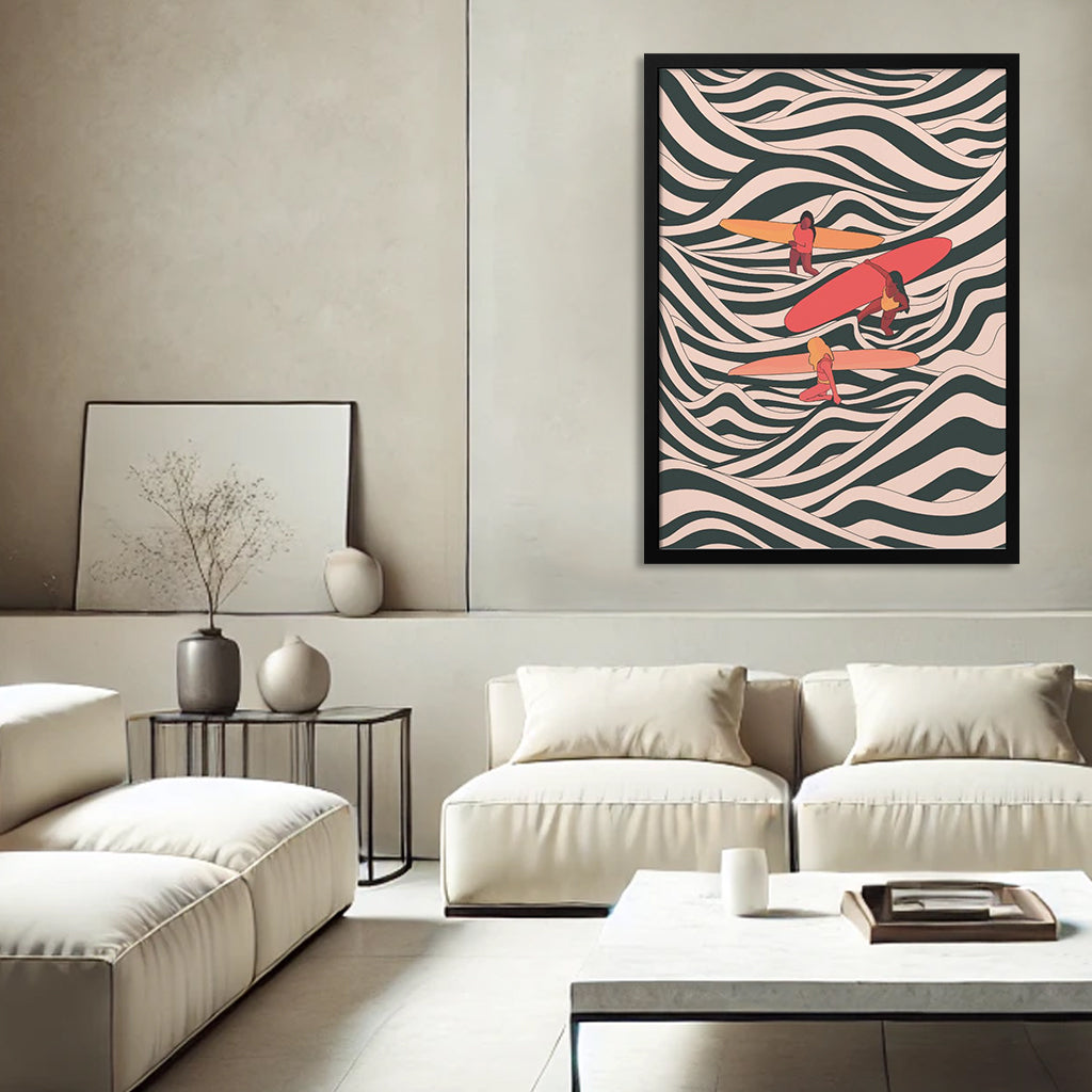 "Surfer Friends" Framed Print Wall Art