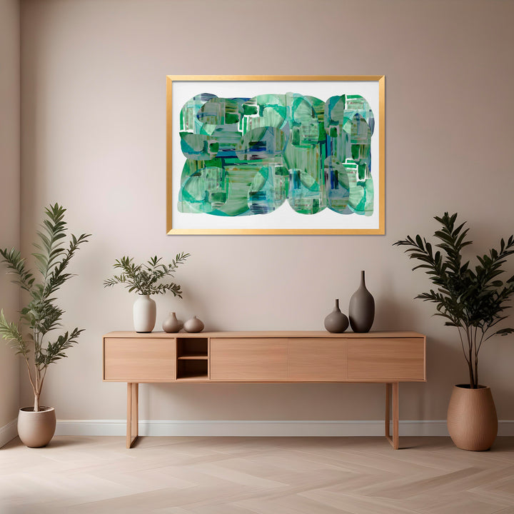 "Green Abstract1" Framed Print Wall Art