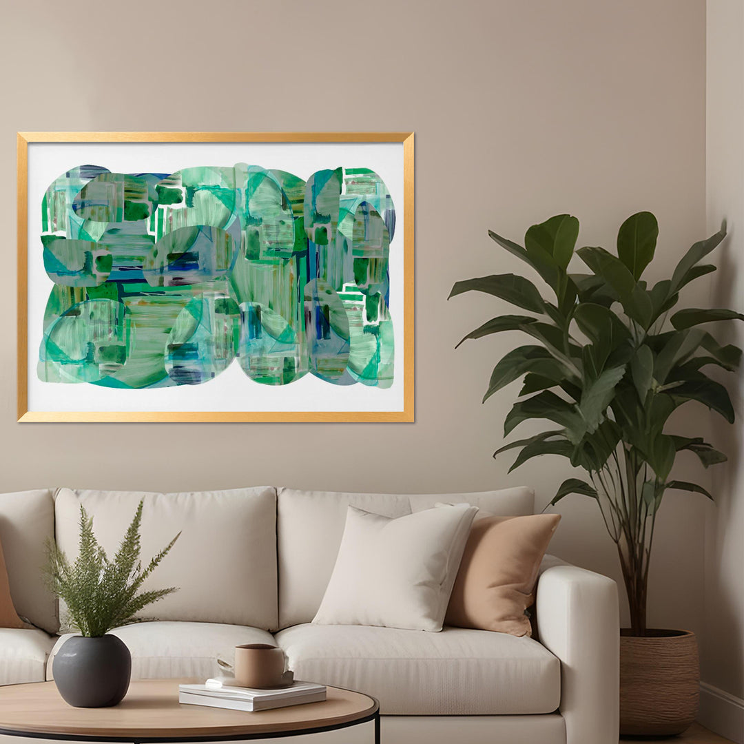 "Green Abstract1" Framed Print Wall Art