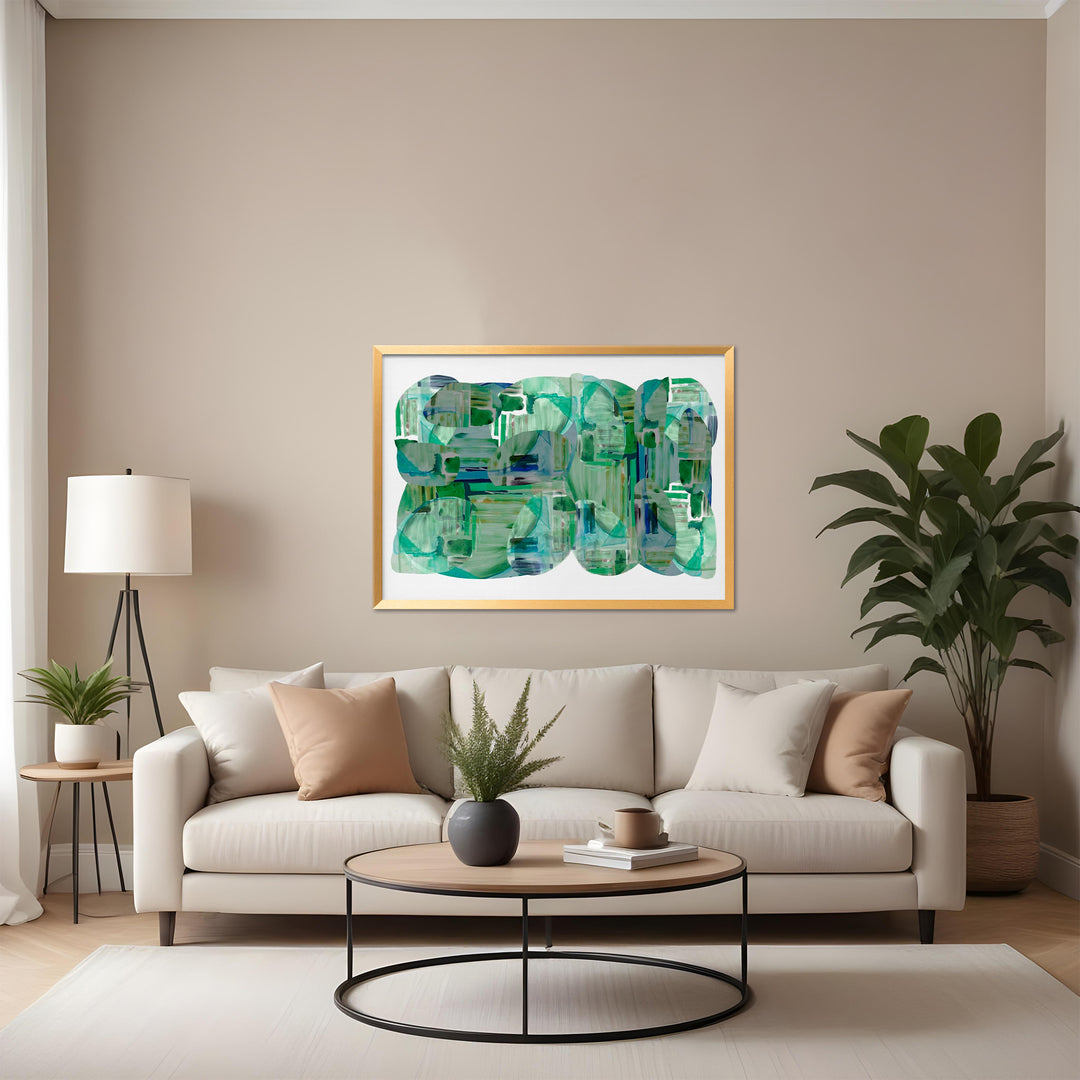 "Green Abstract1" Framed Print Wall Art