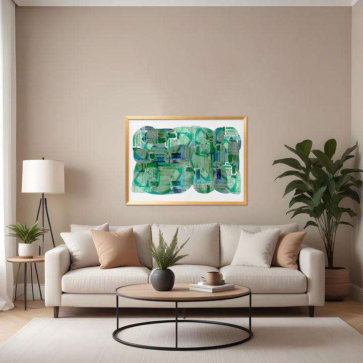 "Green Abstract1" Framed Print Wall Art