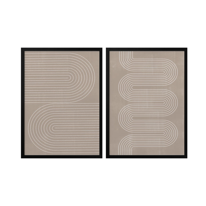 "Simple Arch" Set of Two Framed Textured Wall Art