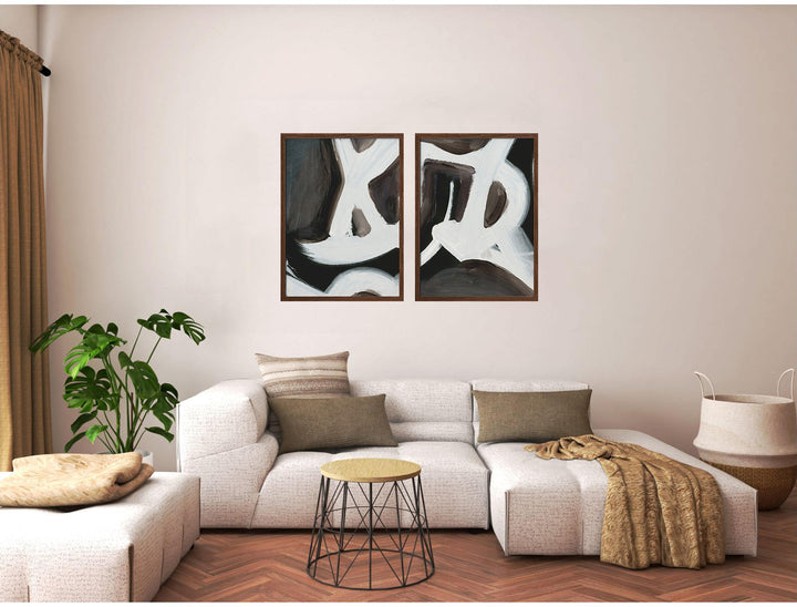 "Connected" Set of Two Framed Textured Wall Art