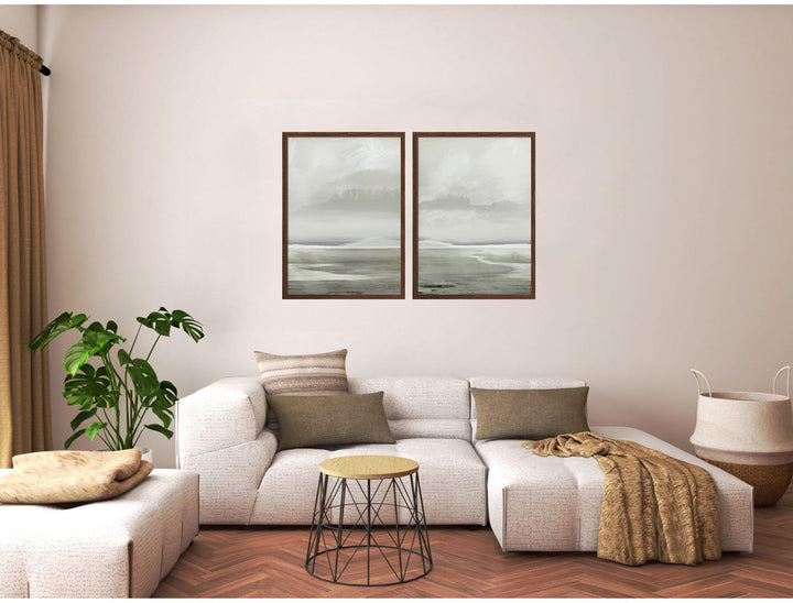 "Abstract in Lakes" Set of Two Framed Textured Wall Art