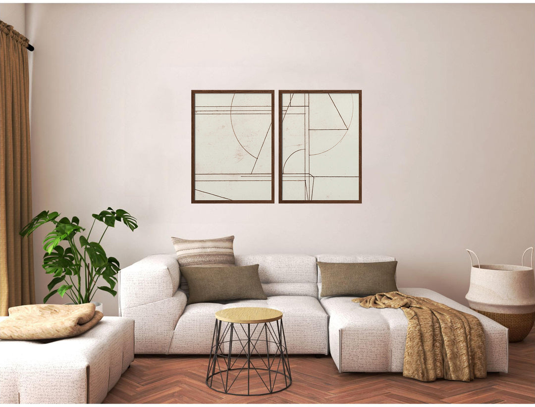 "Minmod" Set of Two Framed Textured Wall Art