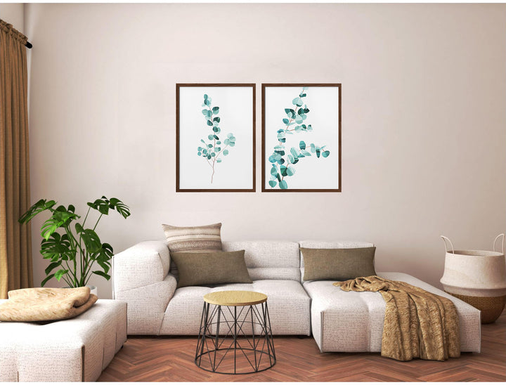 "Eucalyptus Leafs" Set of Two Framed Textured Wall Art