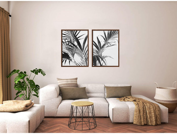 "Palm Leaves" Set of Two Framed Textured Wall Art