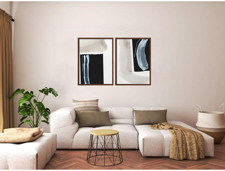 "Adjacent" Set of Two Framed Textured Wall Art