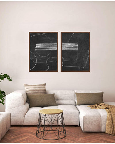 "Abstract Dark" Set of Two Framed Textured Wall Art — Ready to Ship