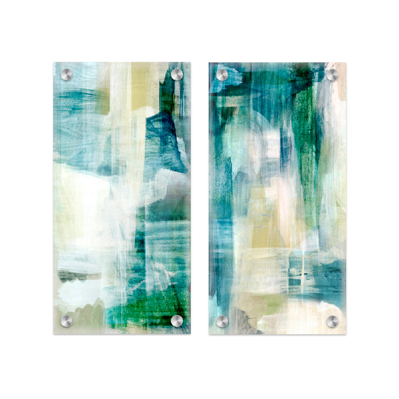 "Rain Collage Abstract Set of Two" Acrylic Wall Art