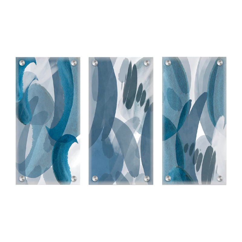 "Sky Shades Abstract Set of Three" Acrylic Wall Art