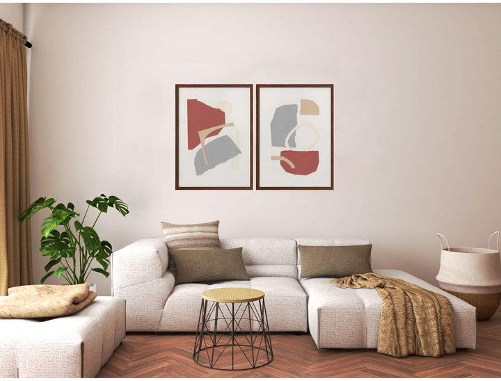 "Abstract Harmonies" Set of Two Framed Textured Wall Art