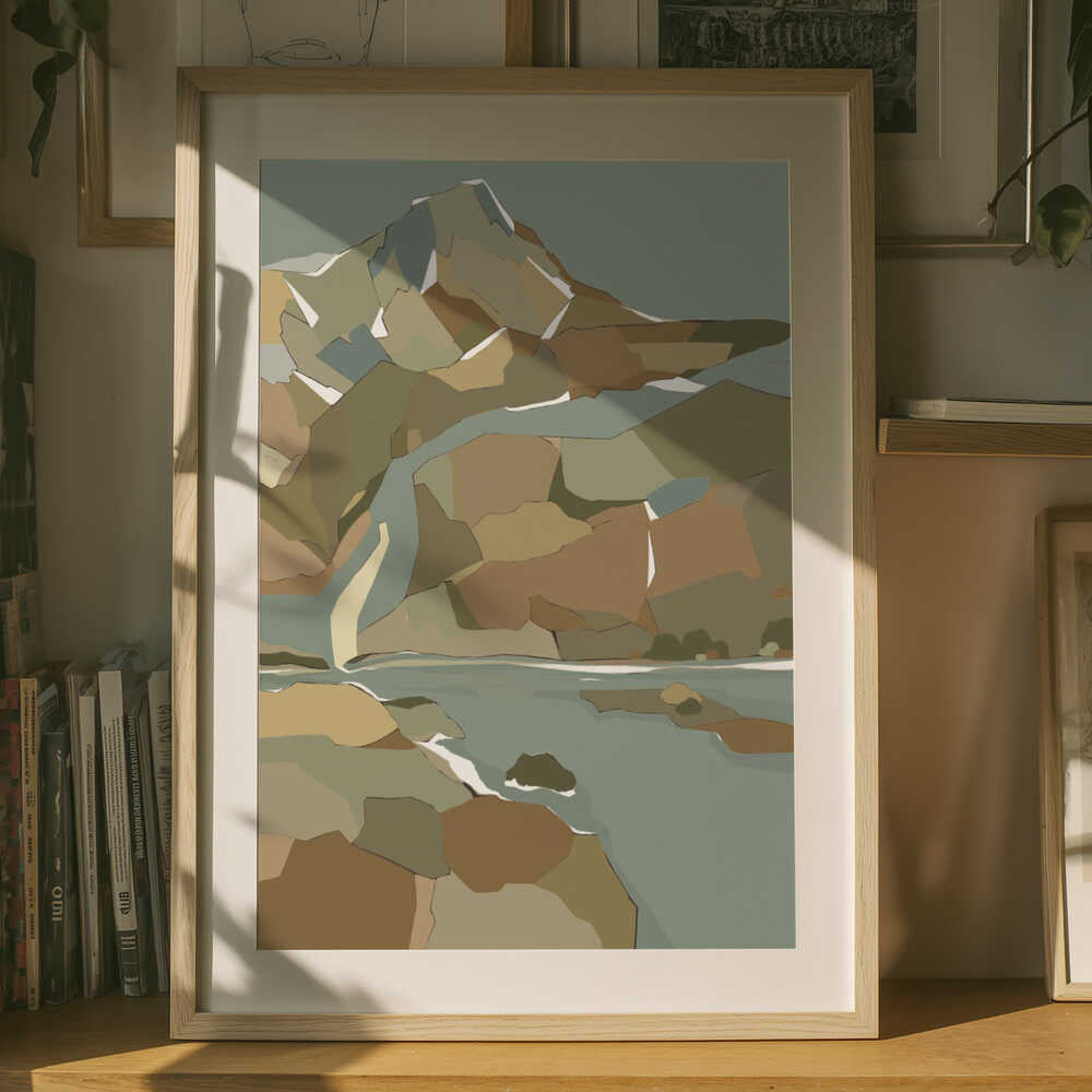 "Geometric Mountain River" by Nikita Jariwala — Landscape Wall Art