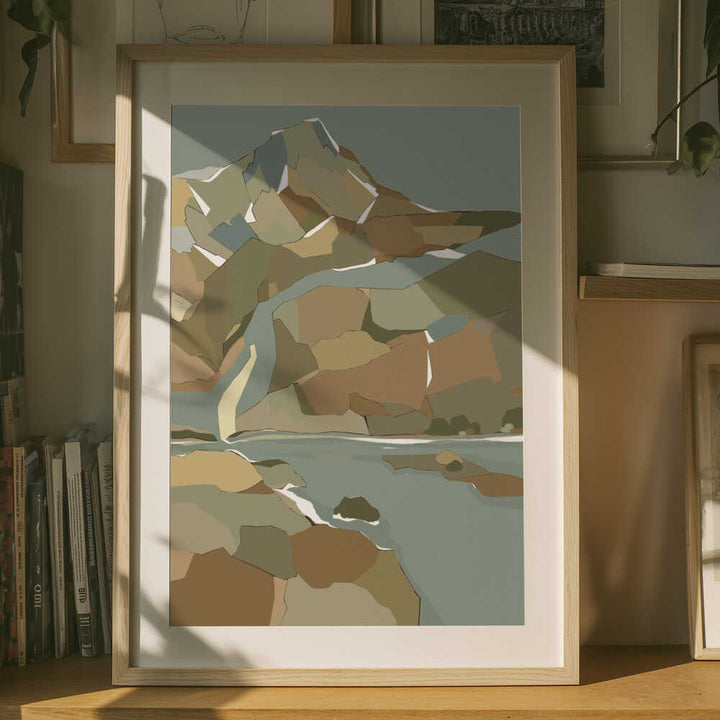 "Geometric Mountain River" by Nikita Jariwala — Landscape Wall Art