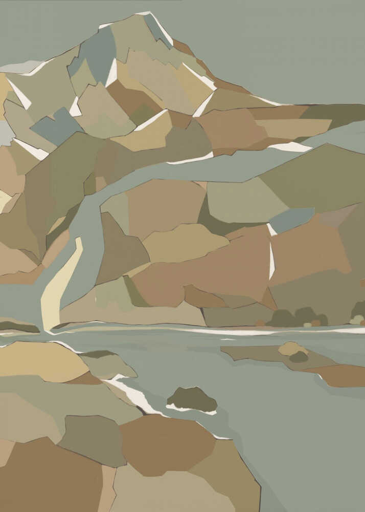 "Geometric Mountain River" by Nikita Jariwala — Landscape Wall Art