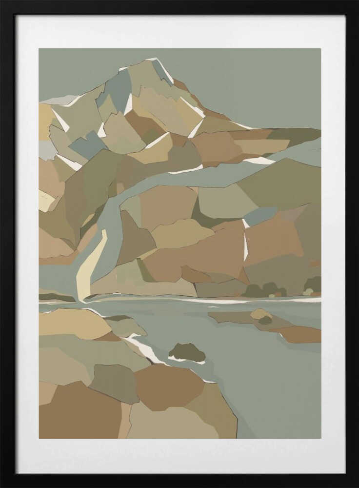 "Geometric Mountain River" by Nikita Jariwala — Landscape Wall Art