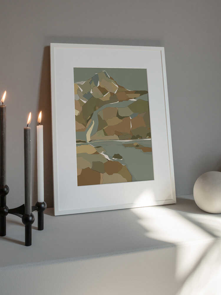 "Geometric Mountain River" by Nikita Jariwala — Landscape Wall Art