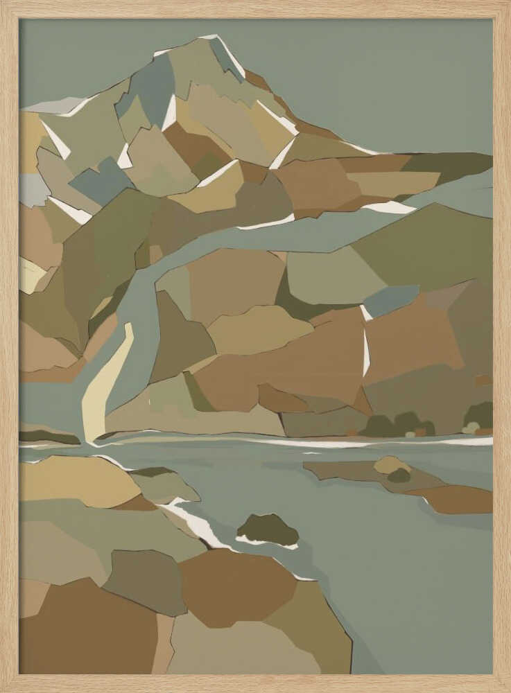 "Geometric Mountain River" by Nikita Jariwala — Landscape Wall Art