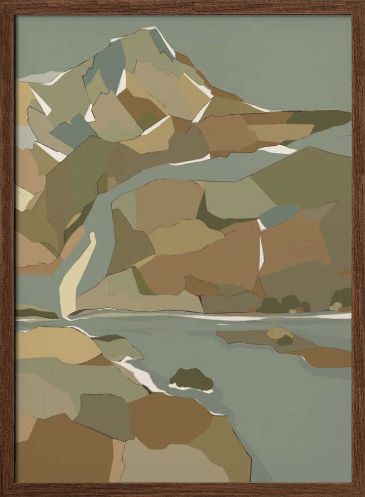 "Geometric Mountain River" by Nikita Jariwala — Landscape Wall Art