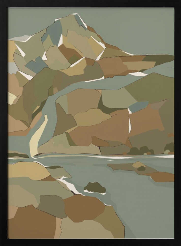 "Geometric Mountain River" by Nikita Jariwala — Landscape Wall Art