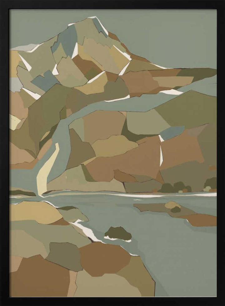 "Geometric Mountain River" by Nikita Jariwala — Landscape Wall Art