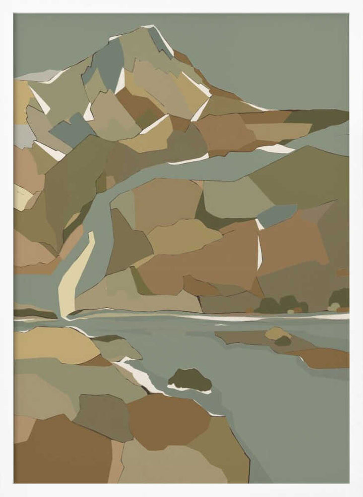 "Geometric Mountain River" by Nikita Jariwala — Landscape Wall Art