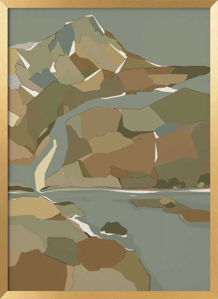 "Geometric Mountain River" by Nikita Jariwala — Landscape Wall Art