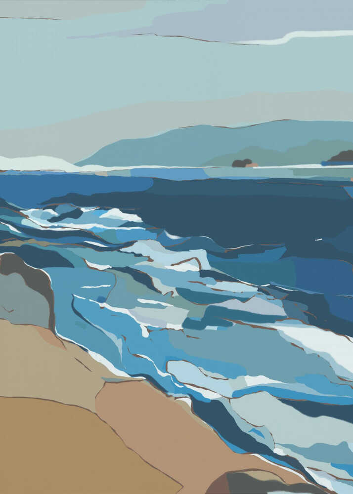 "Blue Ocean Shore" by Nikita Jariwala — Coastal Wall Art