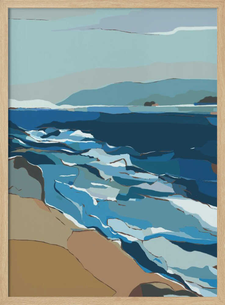 "Blue Ocean Shore" by Nikita Jariwala — Coastal Wall Art