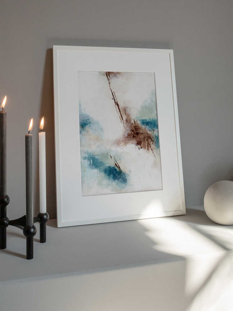 "Textured Blue Brown Abstract" by Nikita Jariwala — Abstract Wall Art