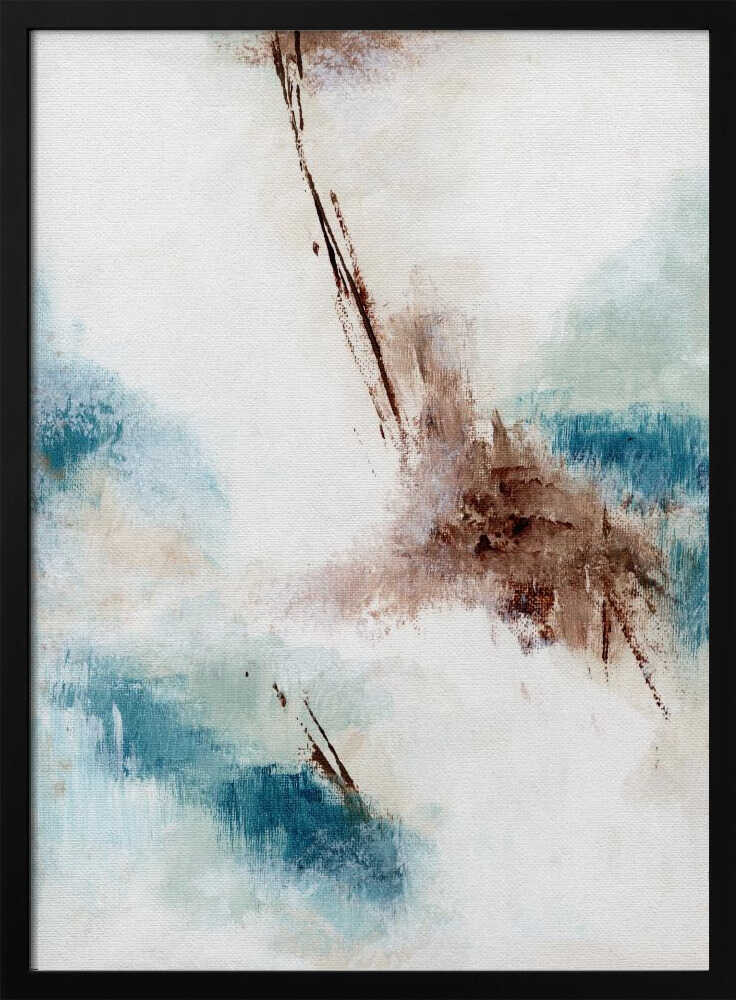 "Textured Blue Brown Abstract" by Nikita Jariwala — Abstract Wall Art