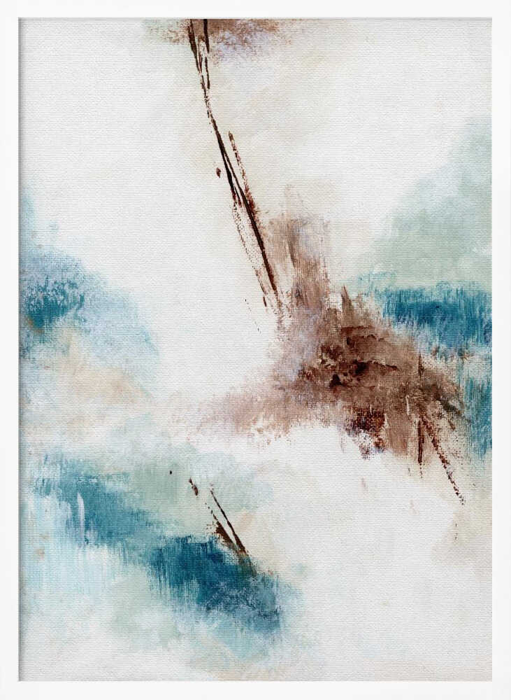 "Textured Blue Brown Abstract" by Nikita Jariwala — Abstract Wall Art