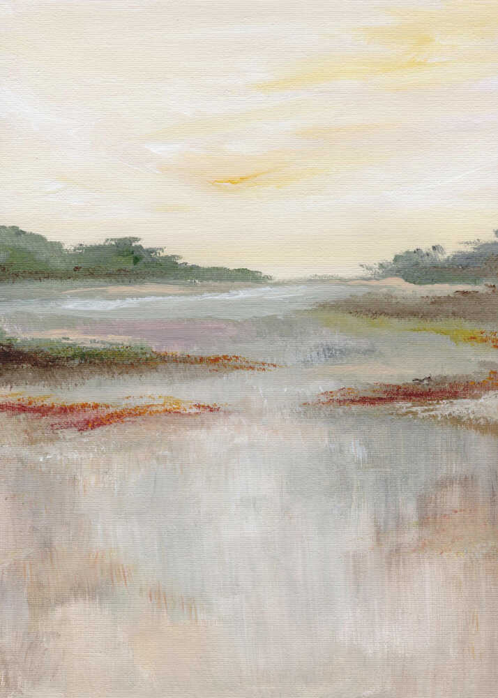"Tranquil Wetland Glow" by Nikita Jariwala — Landscape Wall Art