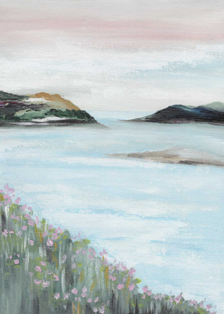 "Serene Coastal Blossoms" by Nikita Jariwala — Coastal Wall Art