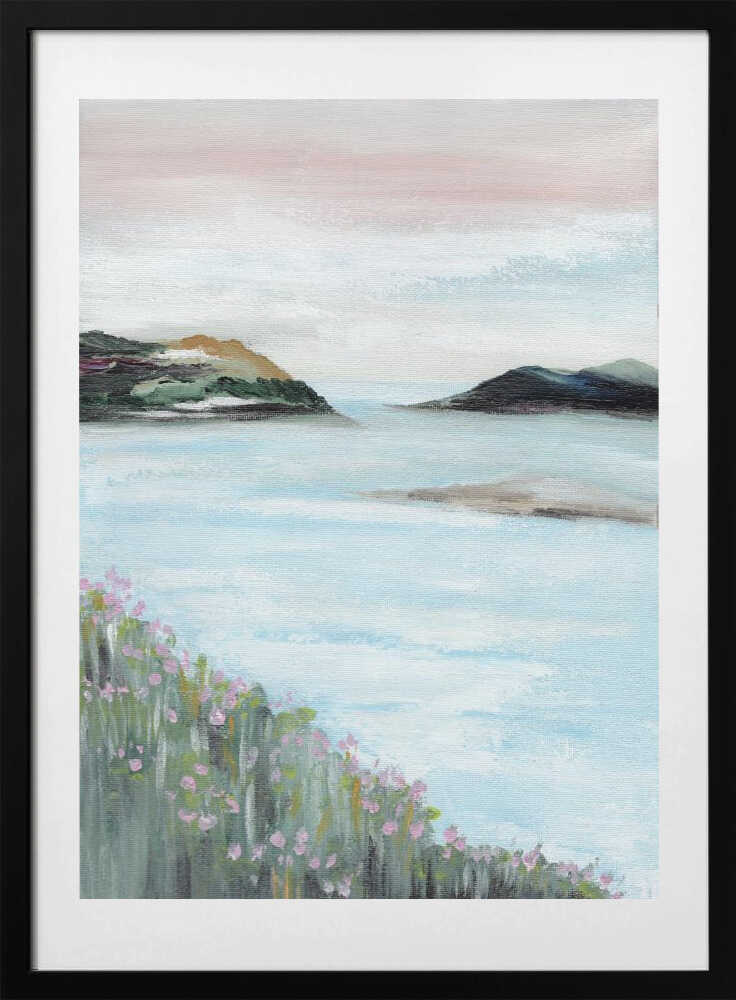 "Serene Coastal Blossoms" by Nikita Jariwala — Coastal Wall Art