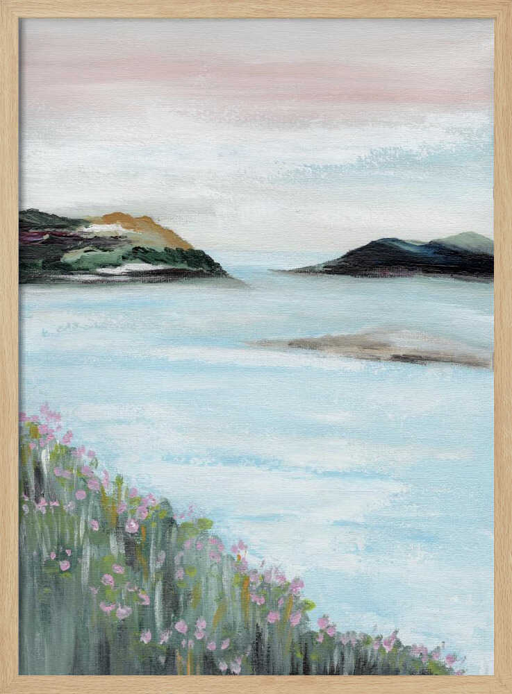 "Serene Coastal Blossoms" by Nikita Jariwala — Coastal Wall Art