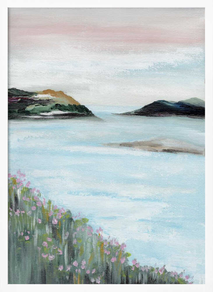 "Serene Coastal Blossoms" by Nikita Jariwala — Coastal Wall Art