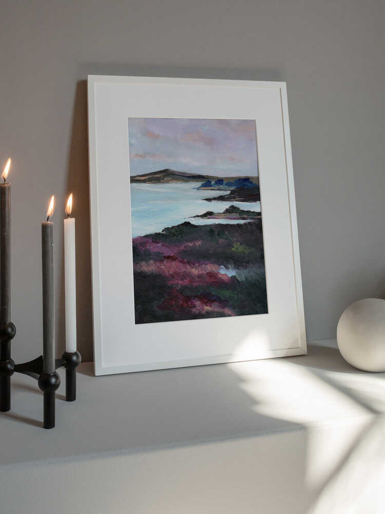 "Purple Coastline Serenity" by Nikita Jariwala — Coastal Wall Art