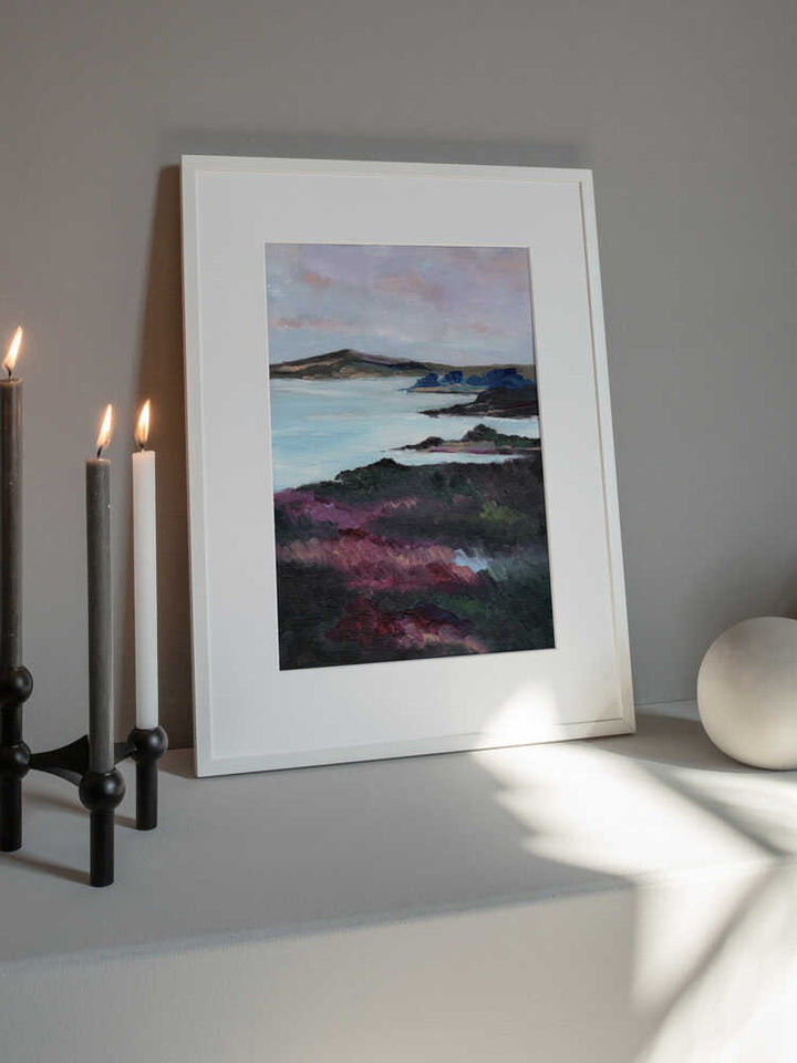 "Purple Coastline Serenity" by Nikita Jariwala — Coastal Wall Art