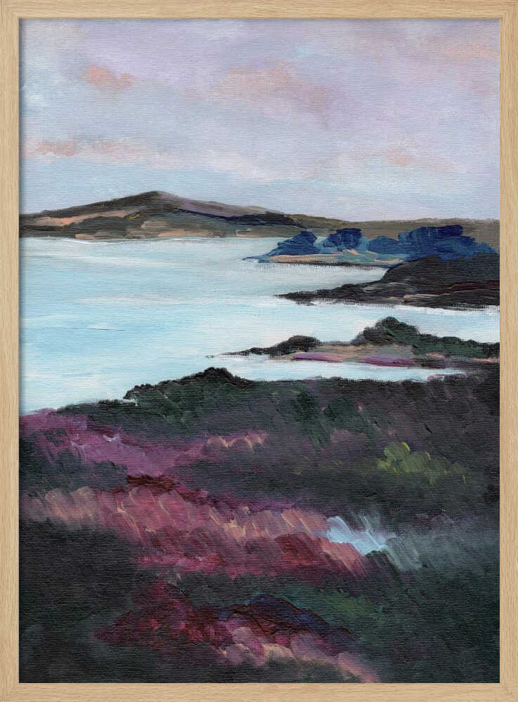 "Purple Coastline Serenity" by Nikita Jariwala — Coastal Wall Art