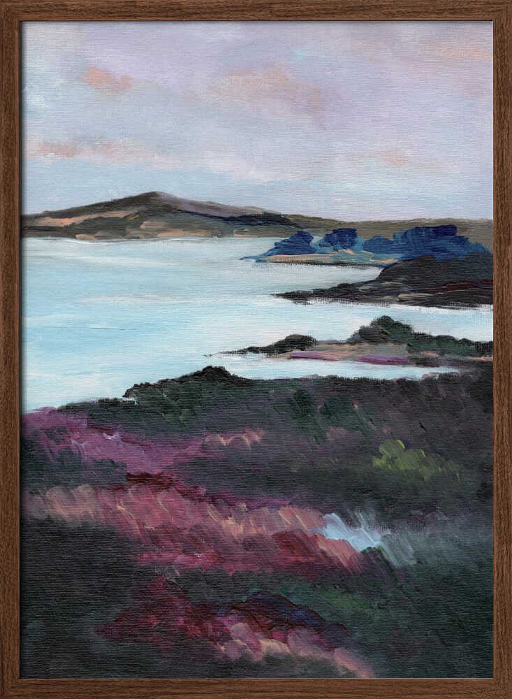 "Purple Coastline Serenity" by Nikita Jariwala — Coastal Wall Art