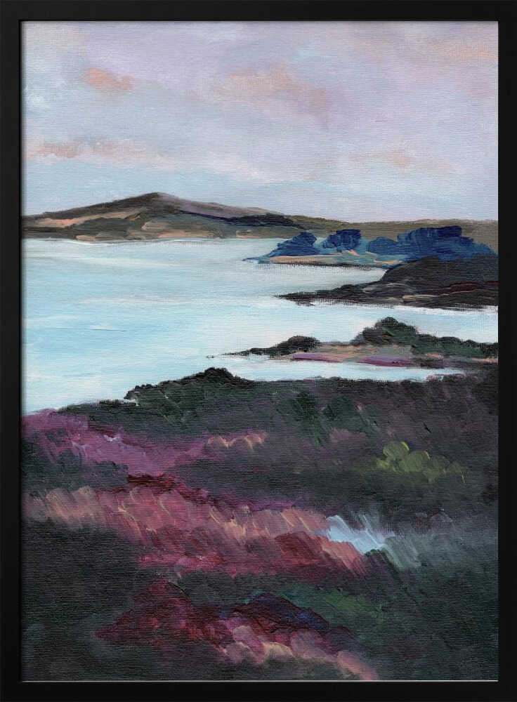 "Purple Coastline Serenity" by Nikita Jariwala — Coastal Wall Art