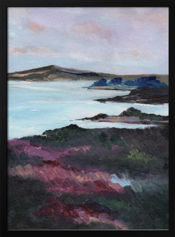 "Purple Coastline Serenity" by Nikita Jariwala — Coastal Wall Art