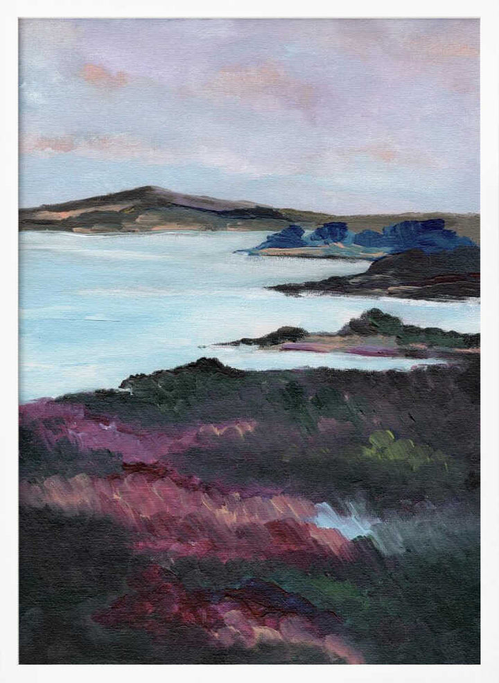 "Purple Coastline Serenity" by Nikita Jariwala — Coastal Wall Art