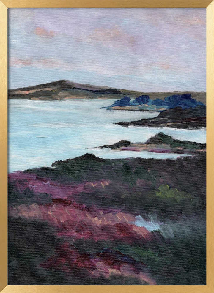 "Purple Coastline Serenity" by Nikita Jariwala — Coastal Wall Art